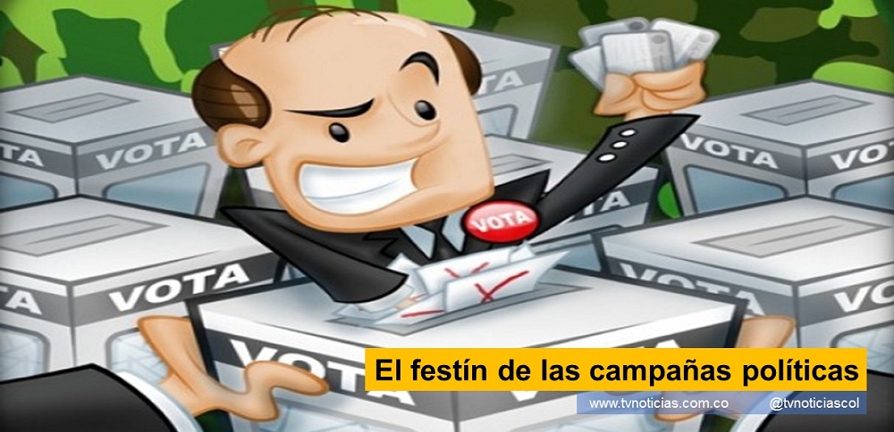 Comienza la reedición del festín de las campañas políticas, para hacerse al poder central y posiciones en el congreso. El festín de las campañas políticas Colombia Huila Neiva www.tvnoticias.com.co Lo rutinario es que cada candidato se las sabe todas. Es omnipotente, pero como gobernante resulta incapaz e irresponsable, salvo poquísimas excepciones. Es el infortunio de Colombia. Cada gobernante resulta peor que el anterior. Los resultados lo demuestran.