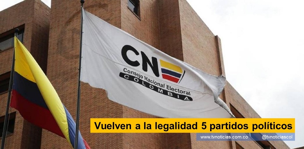 El Consejo Nacional Electoral colombiano, cuya cúpula está conformada por 9 consejeros electos para un periodo de 4 años por el Congreso de la República y cuya misión es regular, inspeccionar, vigilar y controlar toda la actividad electoral de las organizaciones políticas y sus candidatos y velar por el desarrollo de los procesos electorales, en un sano espíritu democrático, le ha devuelto la personería jurídica a 5 partidos que la habían perdido o se la habían negado en periodos anteriores Vuelven a la legalidad 5 partidos políticos colombia humana www.tvnoticias.com.co tvnoticiascol