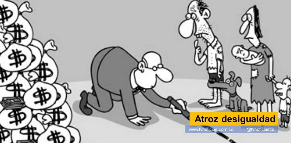 Nadie puede poner en duda que uno de los factores generadores de violencia, es la atroz desigualdad social, porque no se puede llamar de otra forma por las desastrosas consecuencias que tiene para la sociedad colombiana, como que literalmente podemos ser campeones en la materia para vergüenza mundial Atroz desigualdad tvnoticiascol www.tvnoticias.com.co Pero bastó que Piketty hablara de esta brutal desigualdad ofreciendo asesorar a Petro, para que el corrupto establecimiento, todos a una, salieran a descalificarlo por intervenir indebidamente en política, sindicándolo de comunista