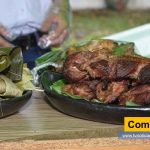 El asado huilense (carne de cerdo) se sirve con bastimento variado que puede incluir la batata (tubérculo dulce), los insulsos, la arepa "orejaeperro" o de angu Es exquisito al consumirlo, porque el paladar saborea la mezcla de lo salado (carne de cerdo debidamente adobada, con lo dulce: batata, insulsos, maduro cocido, envuelto, arepa oreja de perro Comida predilecta - www.tvnoticias.com.co tvnoticiascol