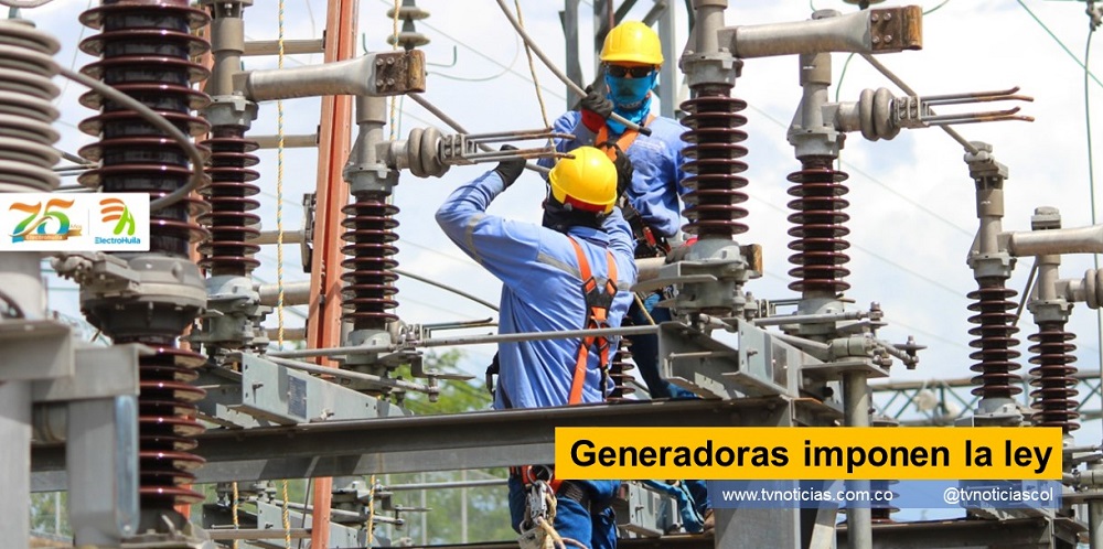El costo de la factura mensual, por el servicio de energía eléctrica en Colombia, lo determinan las generadoras que, desde tiempo atrás, manejan los organismos vigilantes de los servicios públicos en el país Generadoras imponen la ley tvnoticiascol www.tvnoticias.com.co costo de energía Colombia Huila