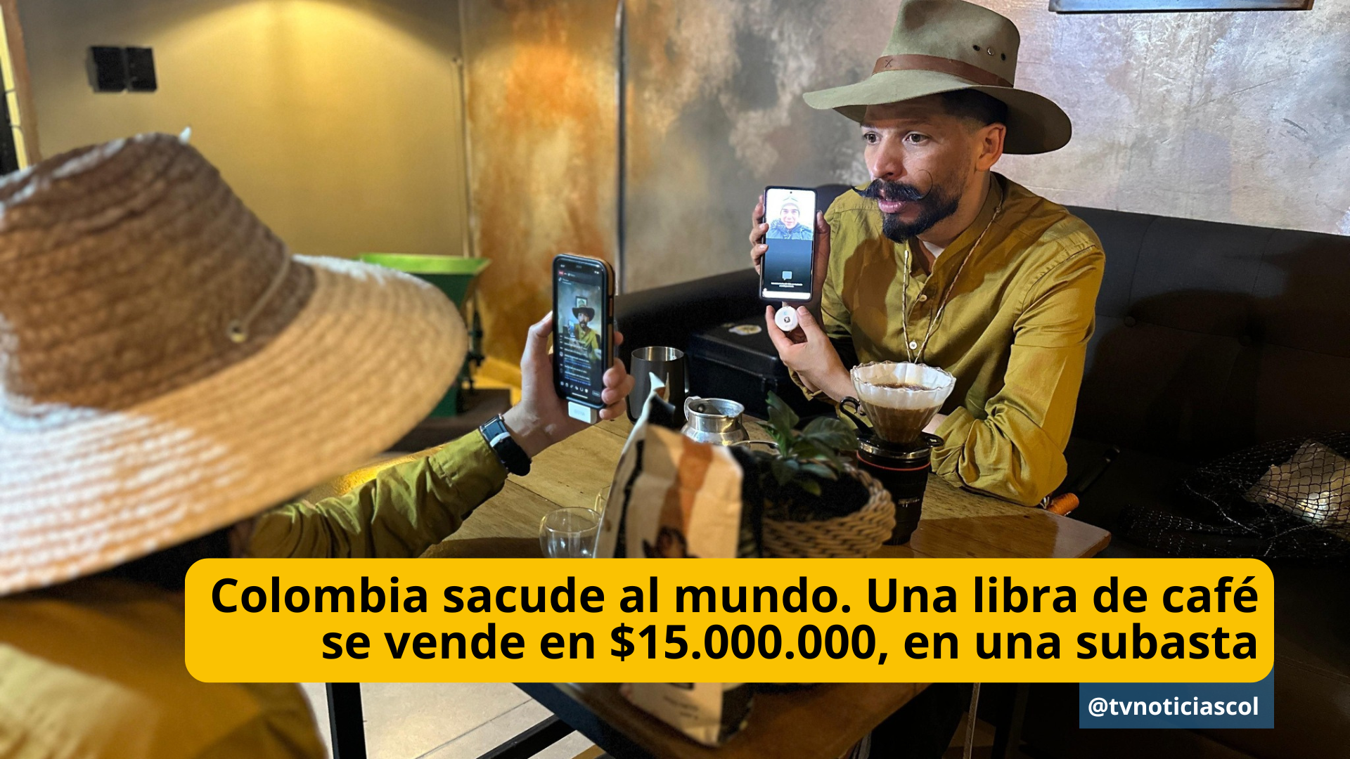 Durante una transmisión en vivo realizada por SENTIPENSANTE TV, una libra de café especial fue subastada por más de 15 millones de pesos, en una puja que comenzó en apenas $200 mil y terminó convirtiéndose en un momento histórico para los cafés de origen colombiano Colombia sacude al mundo. Una libra de café se vende en $15.000.000, en una subasta - tvnoticiascol