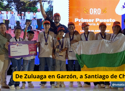 Los creadores del proyecto "Ecos del Páramo", de la institución educativa Tulio Arbeláez, de Zuluaga, zona rural de Garzón, Huila, ganaron la medalla de oro en el concurso Steam + Colombia 2025, categoría Junior, realizdo en Cartagena. De Zuluaga en Garzón, a Santiago de Chile - TVNOTICIAS